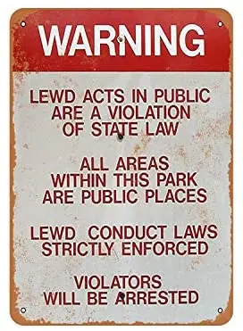 

Rustic Warning No Lewd Acts Vintage Look Metal Sign
