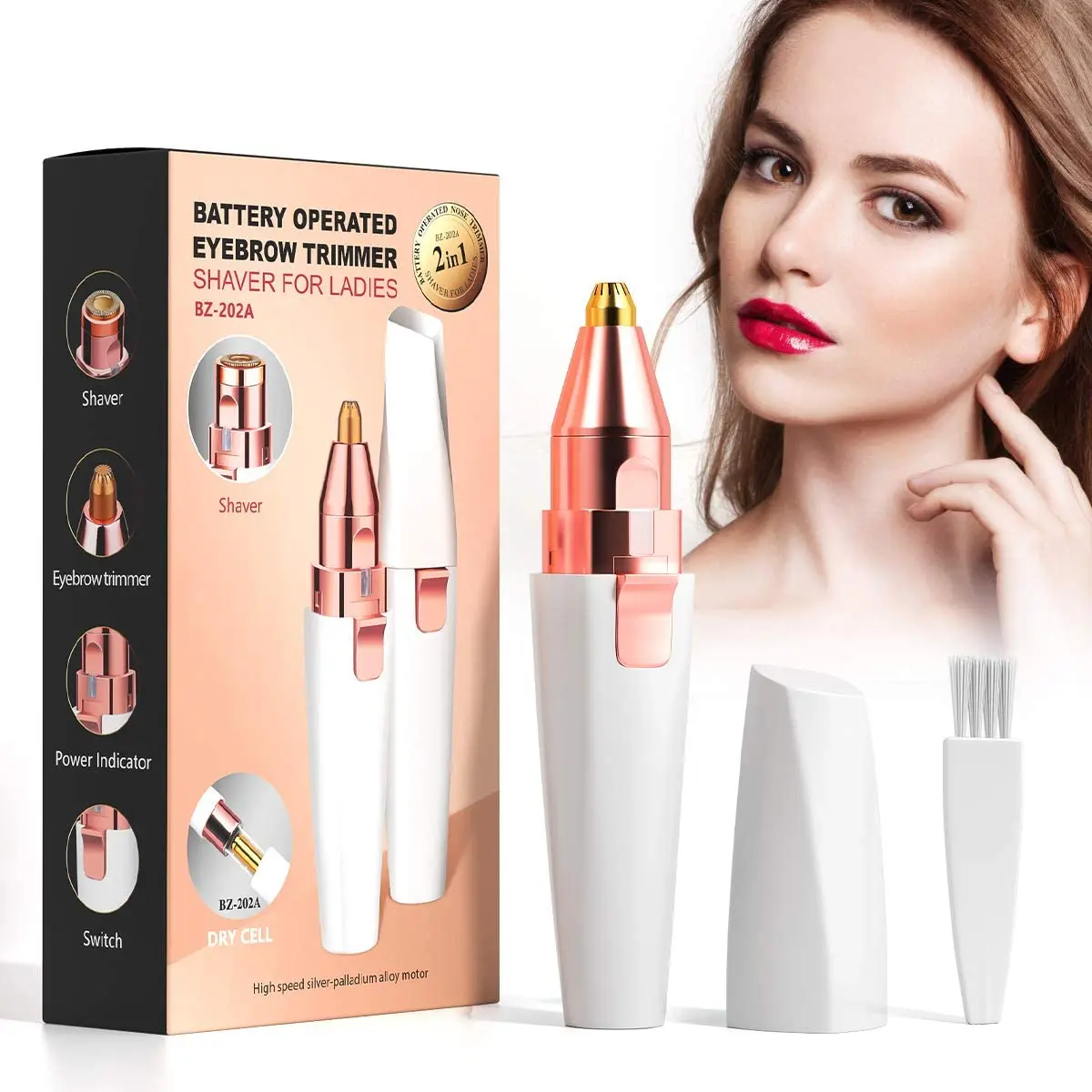 

2 IN 1 Eyebrow Trimmer Women Facial Epilator Multifunction Waterproof Painless Hair Remover Ear Nose Hair Trimmer USB Charge