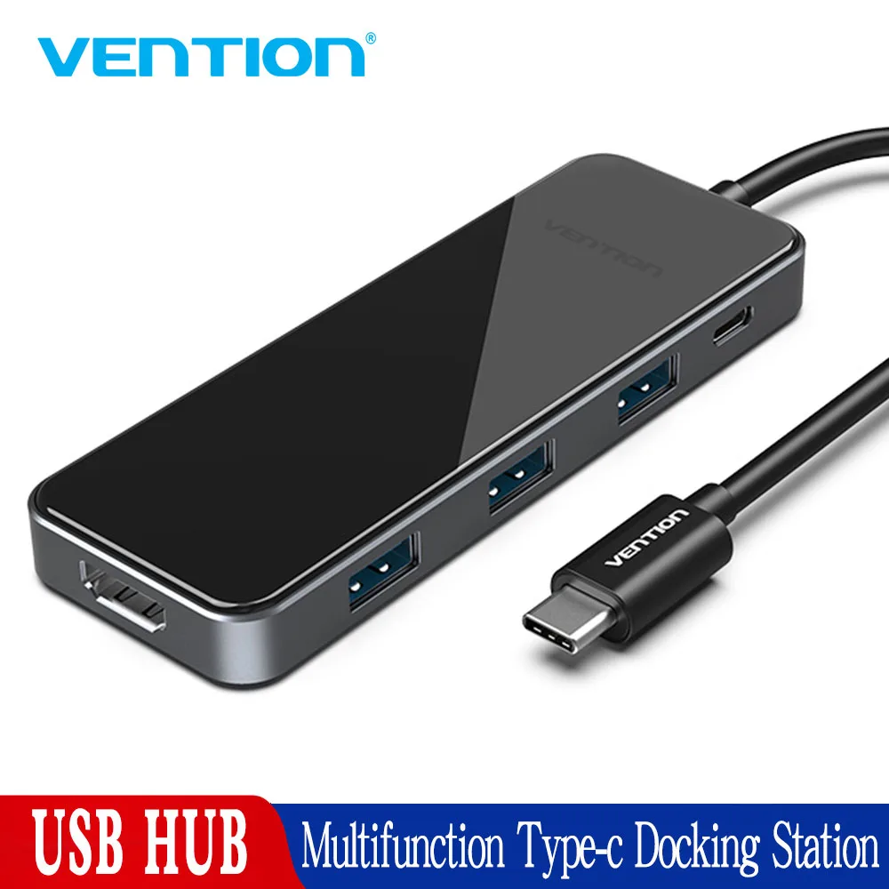 

Vention USB C концентратор 5-в-1 Тип-C адаптер 4K кабель-Переходник USB C на HDMI USB 3,0 Порты и разъёмы s 60 Вт Мощность доставки зарядки Порты и разъёмы для ...