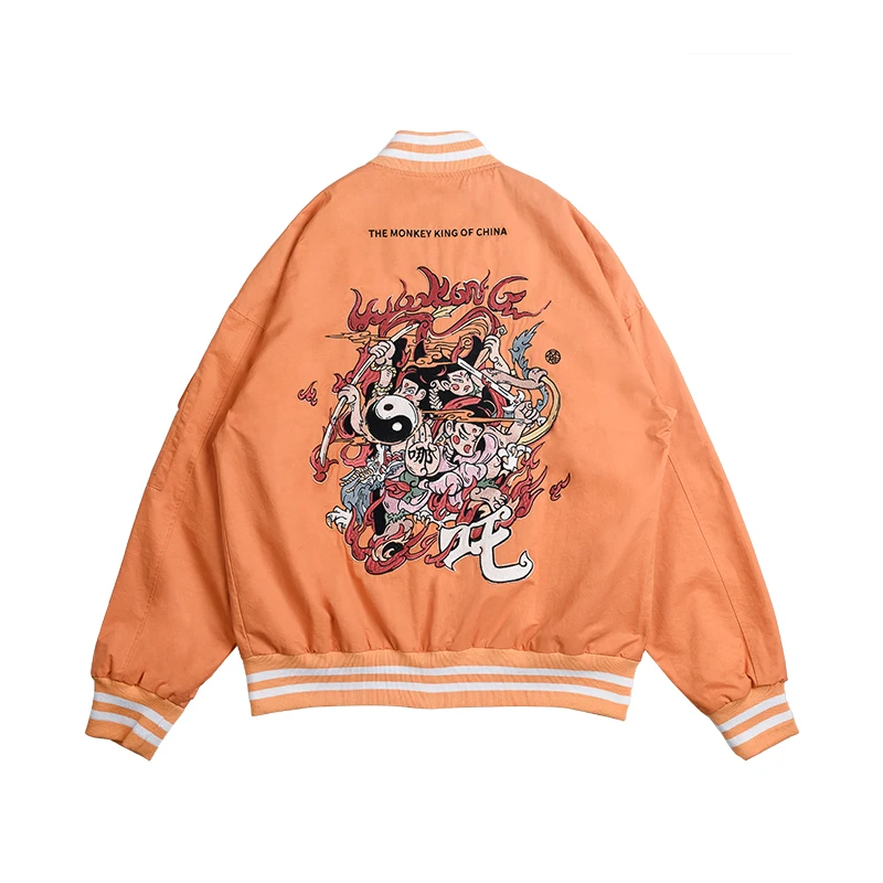 Orange Color Street Fashion Jacket Male Casual outwear Embroidery Baseball Jackets Luxury Winter clothing | Мужская одежда
