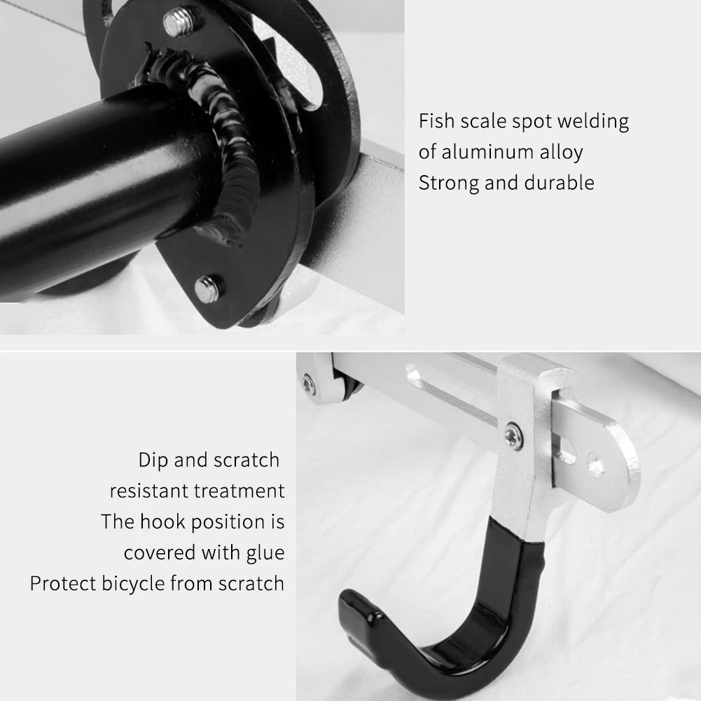 

Adjustable Angle Home Bicycle Rack Wall Mount Storage Hanger Dual Hook Space Saving Display Anti Scratch Road Bike Garage Holder