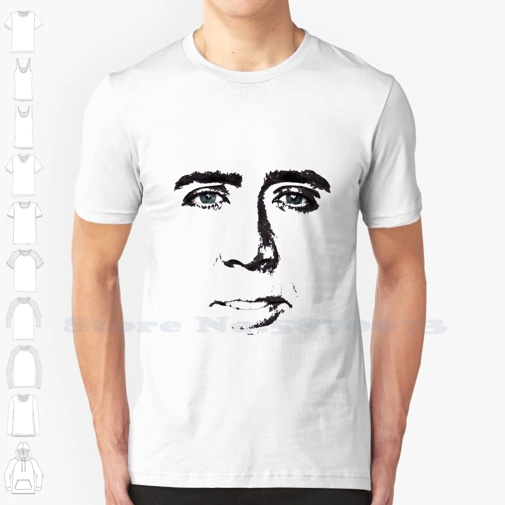 

Черно-белая футболка с изображением лица Джона траволты, Николаса Кейджа, человека и человека