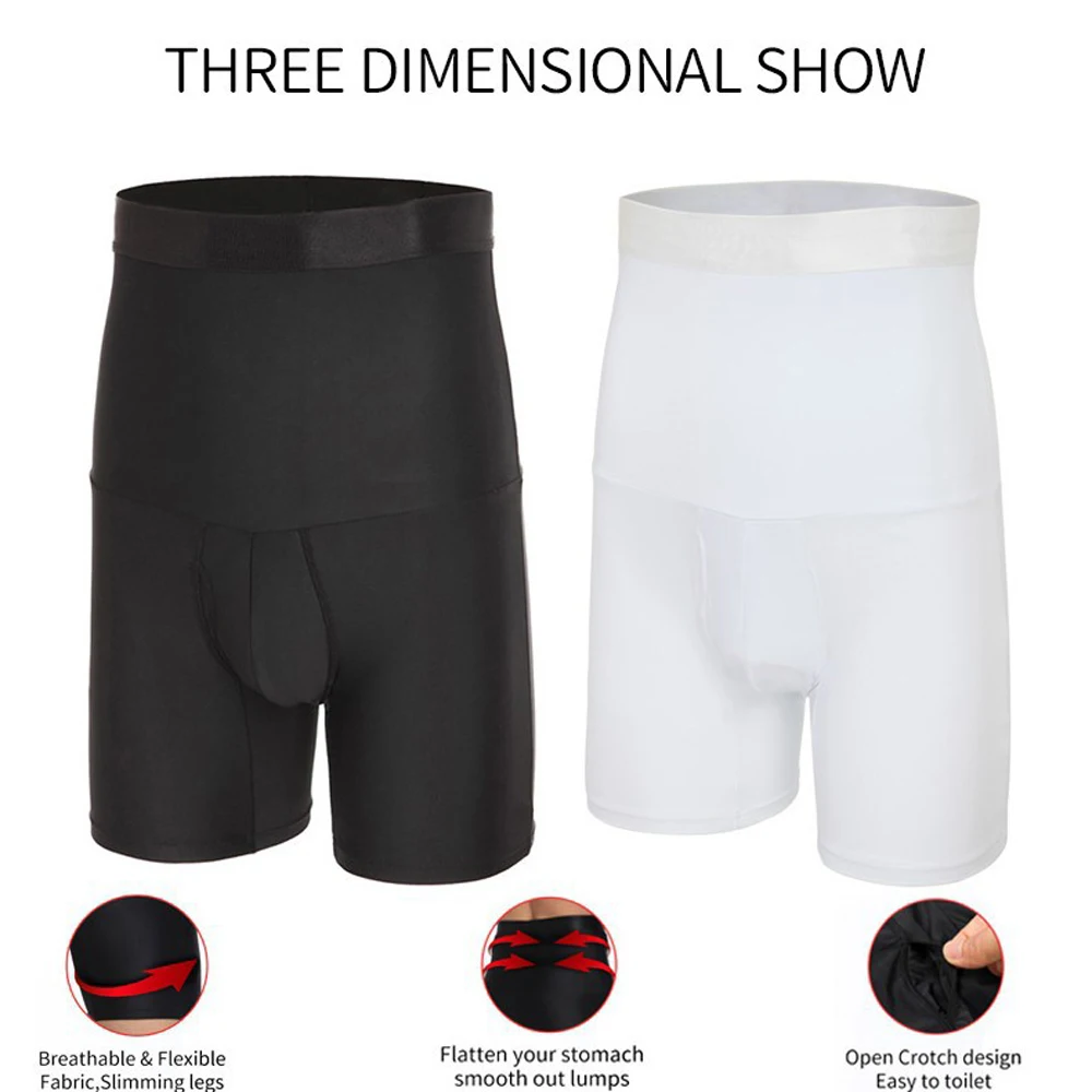 

Men High Waist Slimming Underwear Abdomen Boxer Briefs Thin Breathable Compression Shapewear Shorts Elastic Body Shaper