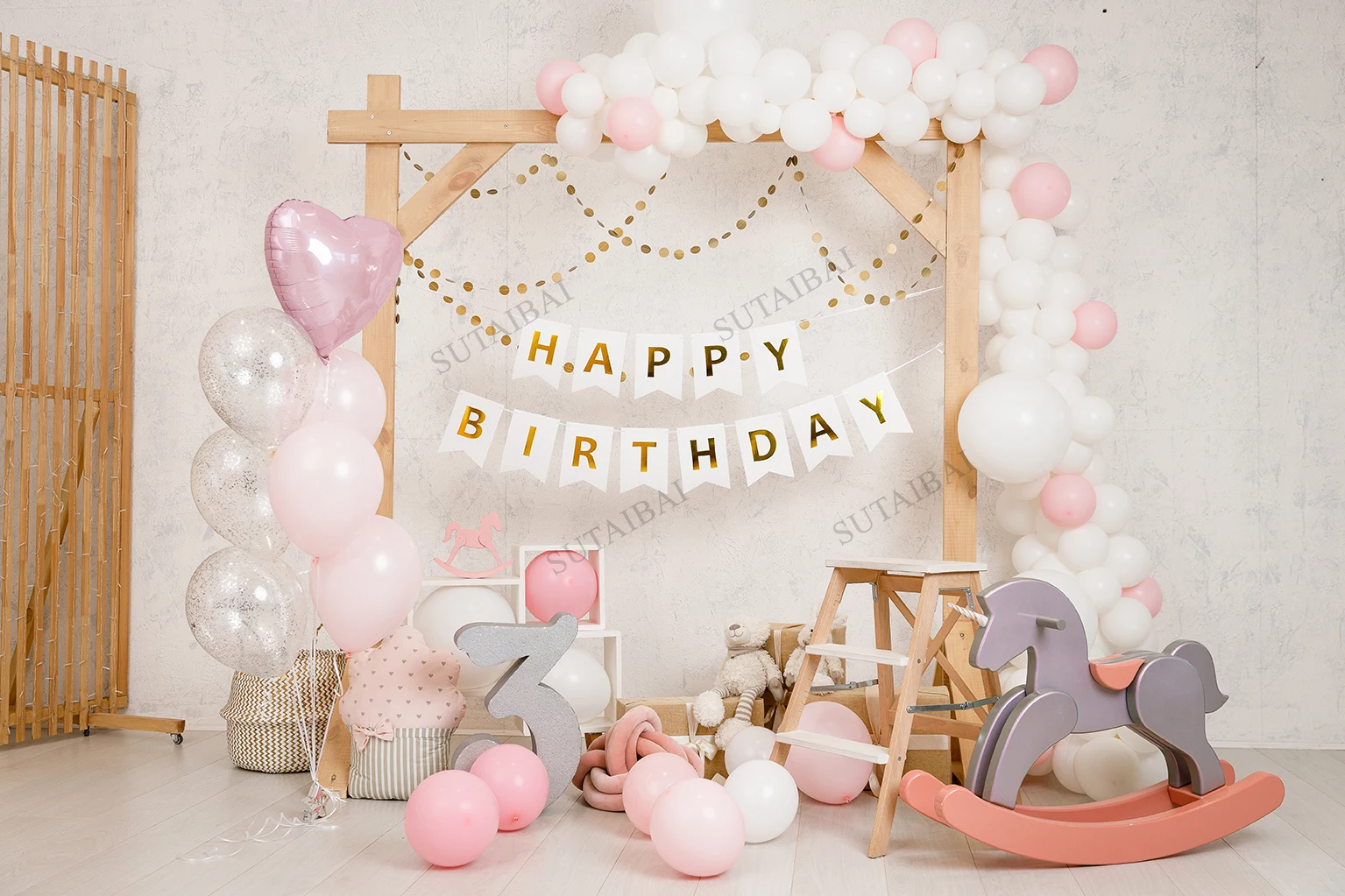 

Unicorn Baby Shower Birthday Party Flower Balloons Gift Cake Screen Cozy Decor Child Portrait Backdrop Photography Background