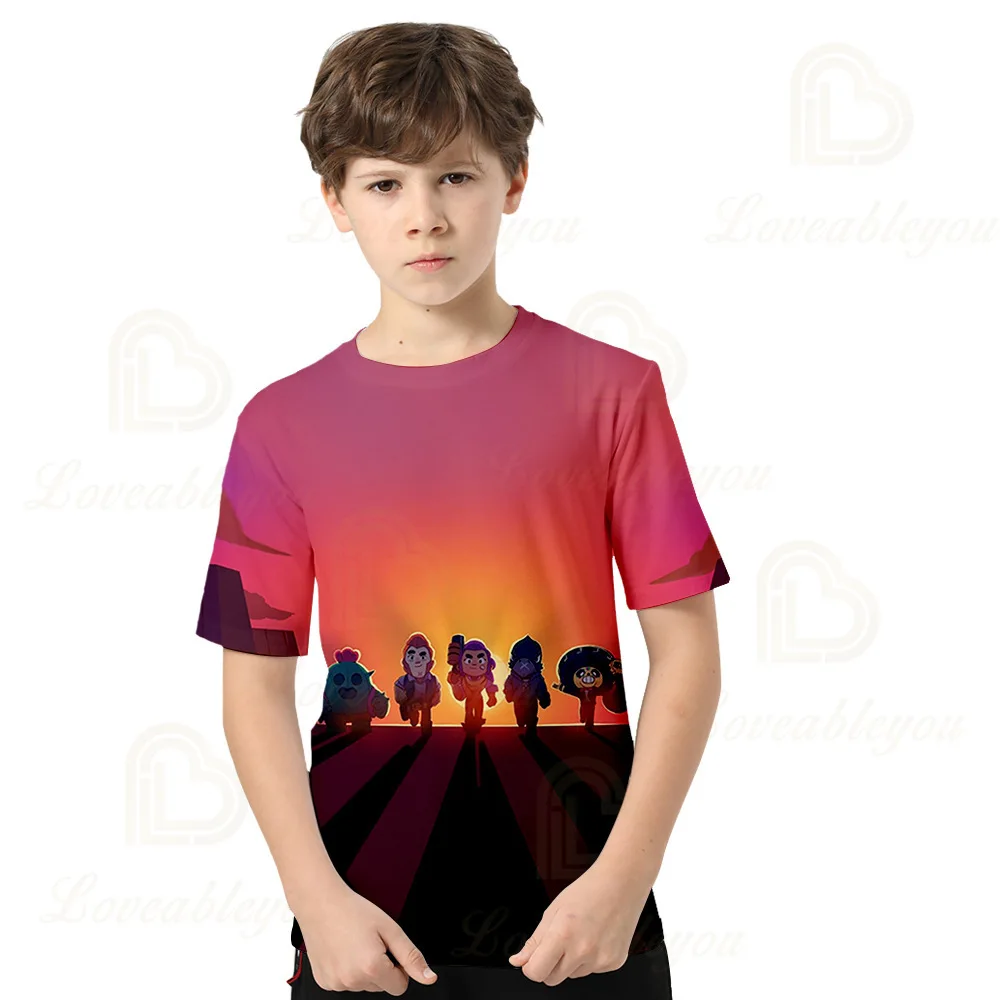 Shark Leon Star Children's Wear Kids T-shirt Shooting Game 3d Shirt Gameing Boys Girls Short Sleeve Tops Tshirt Teen Costume | Детская