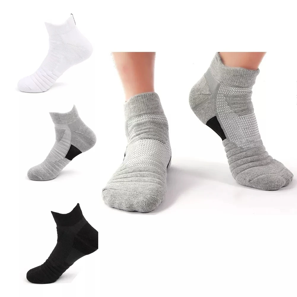 1 пара, мужские Дышащие Короткие носки, однотонные утепленные мужские носки для бега, футбола, баскетбола, эластичные спортивные носки
