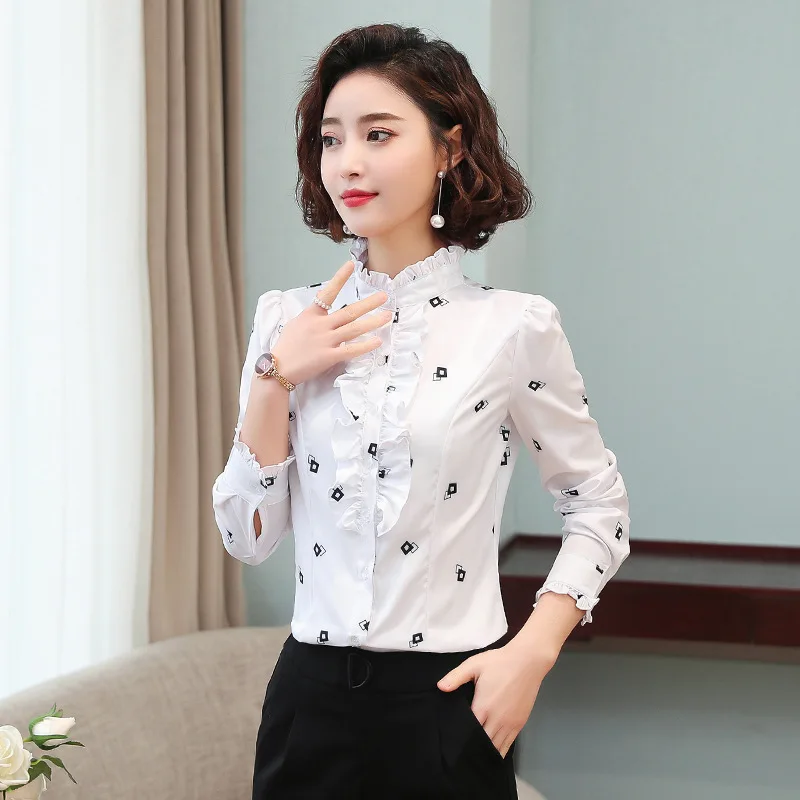 

Korean Fashion Chiffon Women Blouses Vintage Long Sleeve Office Lady Shirt and Blouse Plus Size XXXL Womens Tops and Blouses