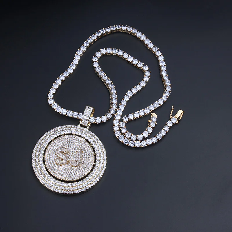 Персональный изготовленный на заказ ледяной прядильный кулон с цепочкой tenins