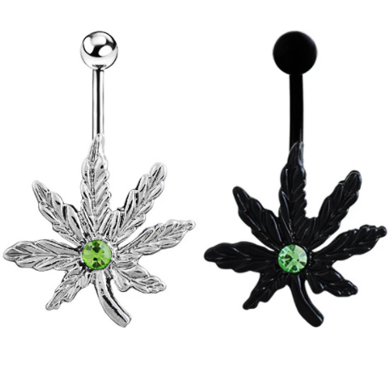Maple Leaf Belly Navel Ring Button Body Piercing Jewelry Bar Stainless Steel Rings Earrings In |