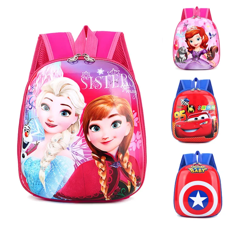 

Disney Children Schoolbag Figure Toys Frozen Cars Spiderman Cartoon Backpack Girls Boys Pattern Schoolbag Kids Birthday Gift Toy