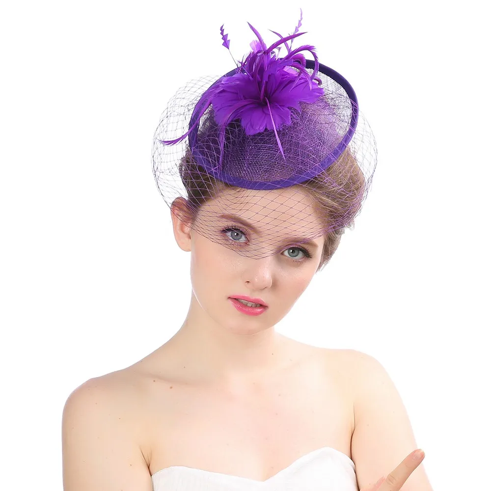 Модные женские головные уборы для свадебной вечеринки Вуалетка сетчатая шляпа с