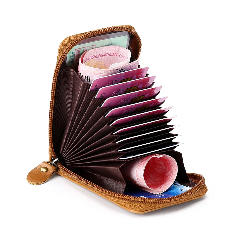 Кошелек из натуральной кожи с RFID блокировкой держатель для кредитных карт