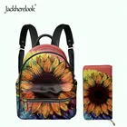 Jackherelook Красочный Большой дизайн подсолнуха женская сумка набор из ПУ кожи мини школьный рюкзак для девочек Женский кошелек с держателем для карт
