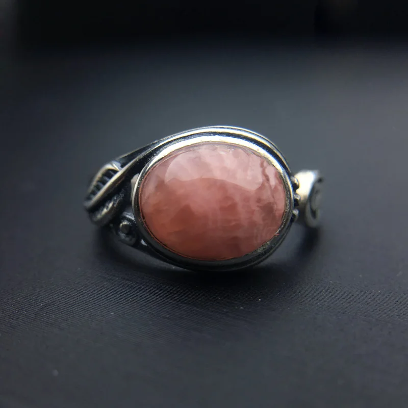 Женское кольцо из родохрозита CSJ ювелирное изделие серебра 925 пробы с