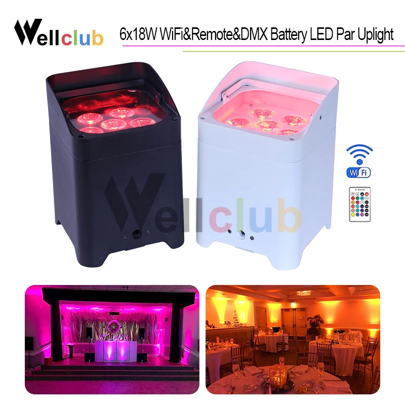 1 шт. 6X18W RGBWA УФ 6 в WIFI аккумуляторная батарея uplight беспроводной dmx вечерние DJ