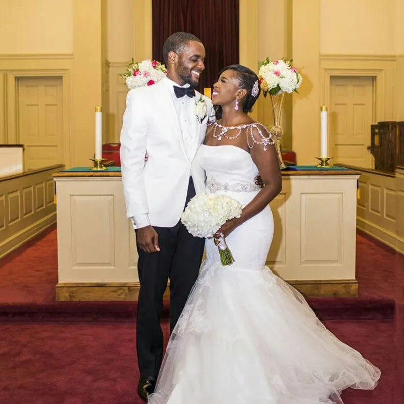 Белый приталенный Свадебный костюм на заказ для мужчин костюмы жениха смокинги 2