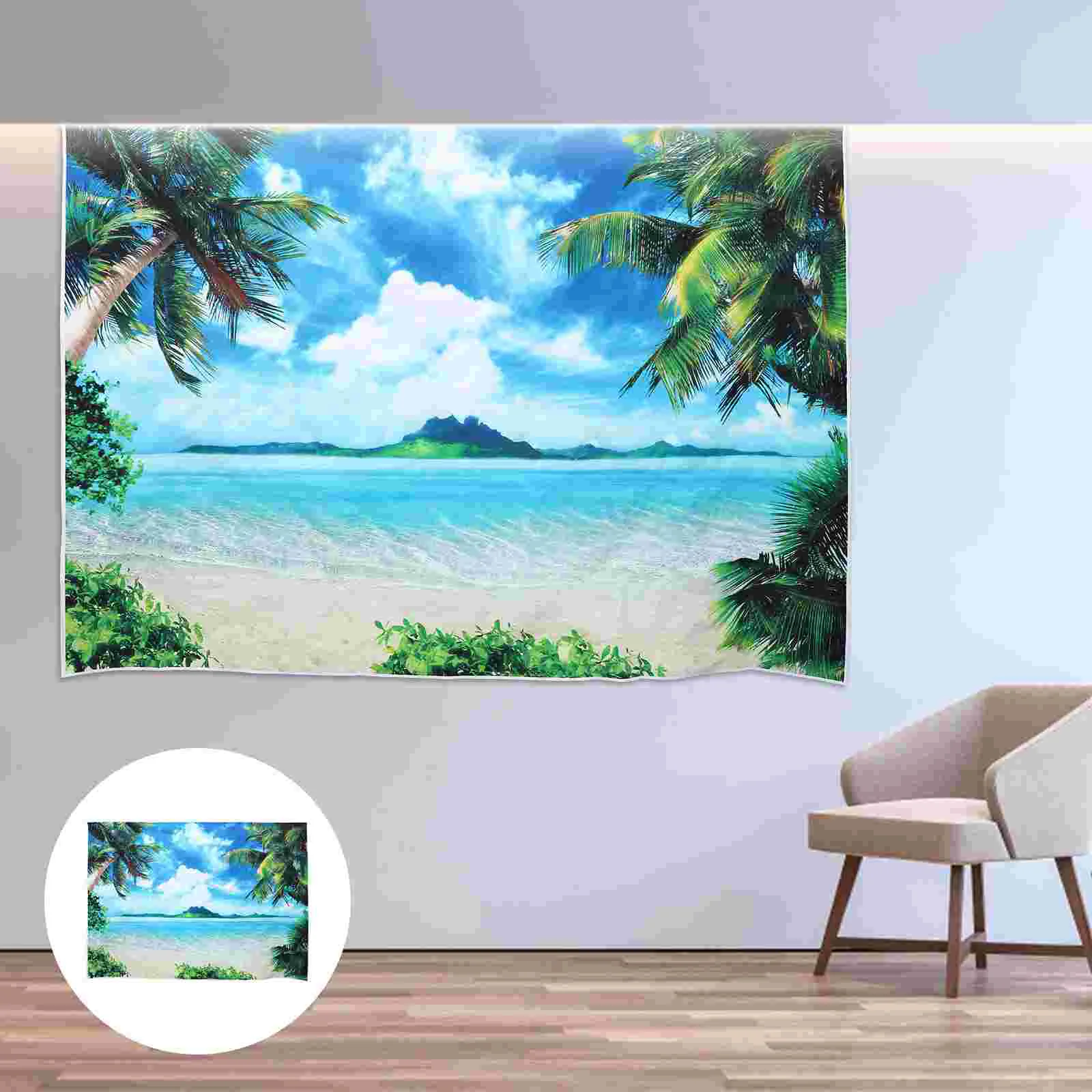

Summer Beach Sea Sand Tree Background Party Banner Photo Studio Decoration