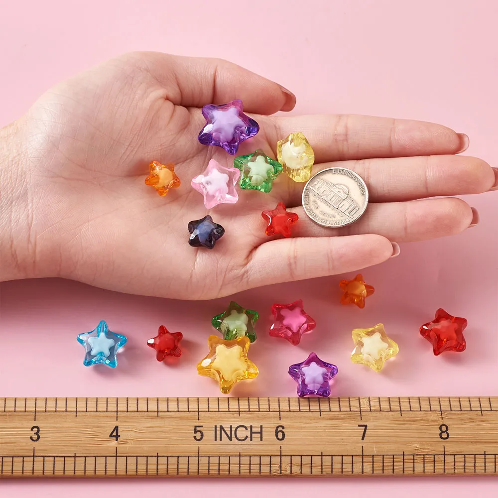 

500Pcs/box Colourful Acrylic Spacer Beads Five-pointed Star Loose Beads For DIY Bracelet Necklace Jewelry Making Accessories