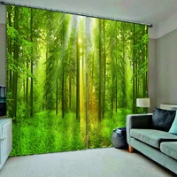 green forest curtains for 3d window curtains for living room bedroom drapes cortina customized size