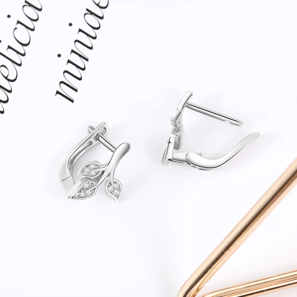 JewelOra, однотонные 925 пробы, серебряные серьги-гвоздики для женщин, серебро 925, ювелирное изделие для женщин, кубический цирконий, серьги в форме сердца и листьев для девочек