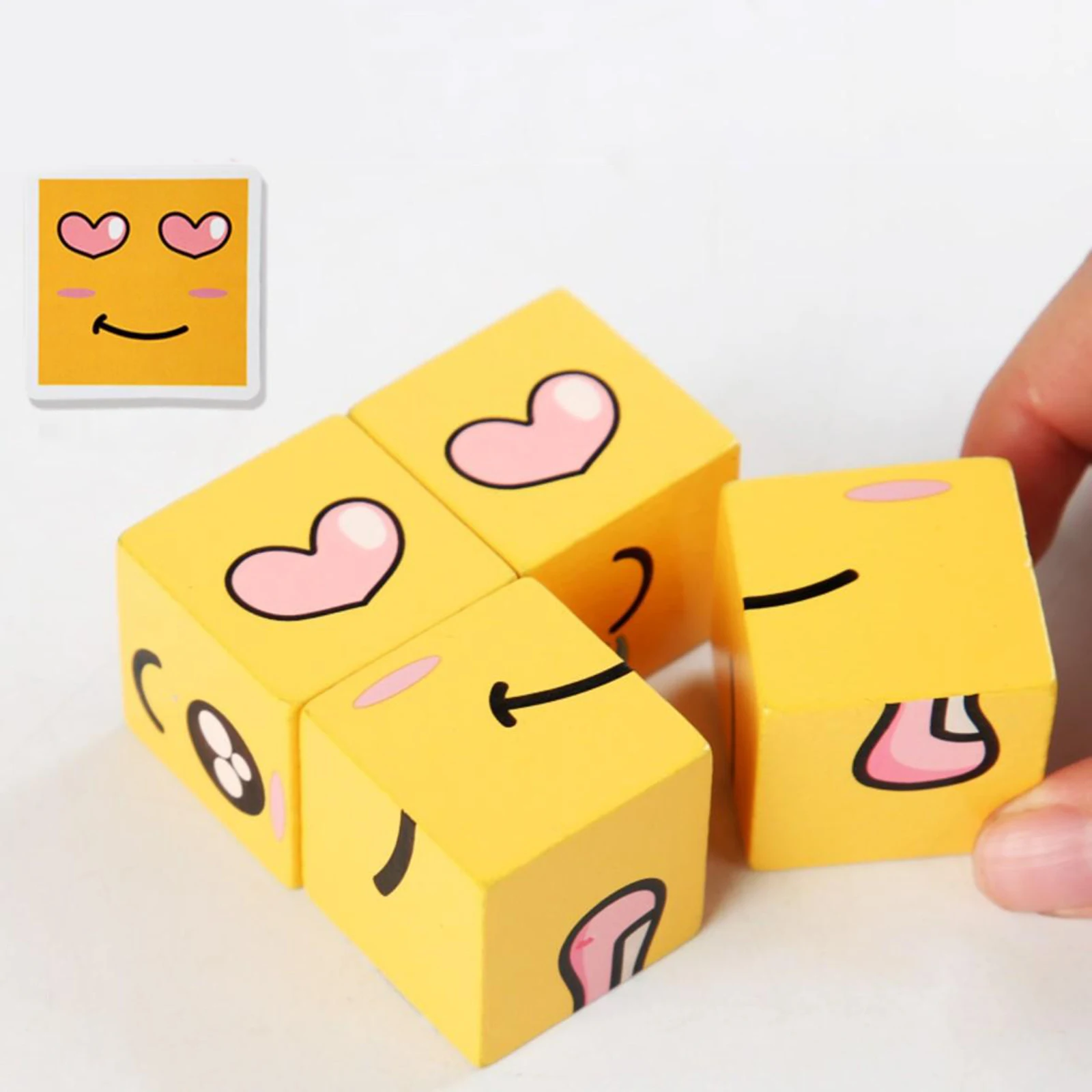 

Montessori Educational Toys Wooden Funny Expression Matching Toys Playset