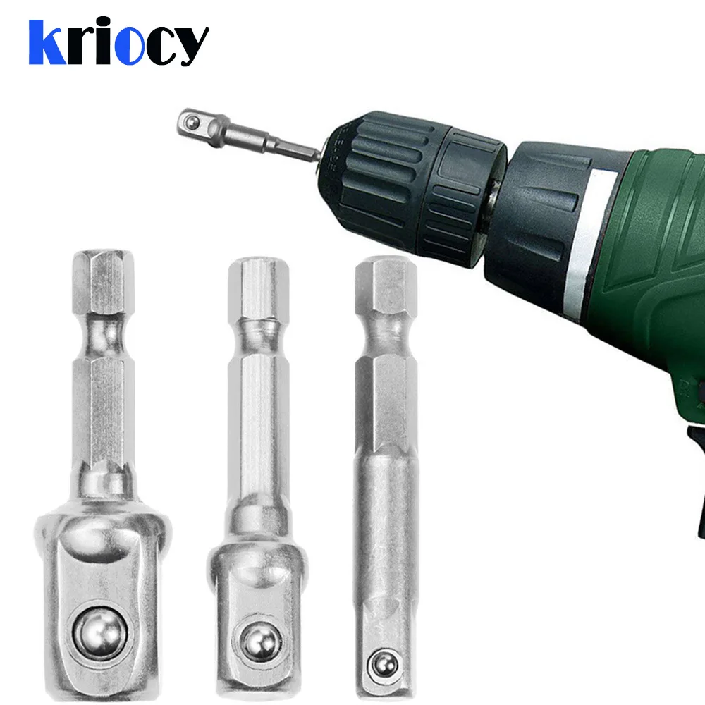 

Chrome Vanadium Steel Socket Adapter Hex Shank to 1/4" 3/8" 1/2" Extension Drill Bits Bar Hex Bit Set Power Tools tightly Newest