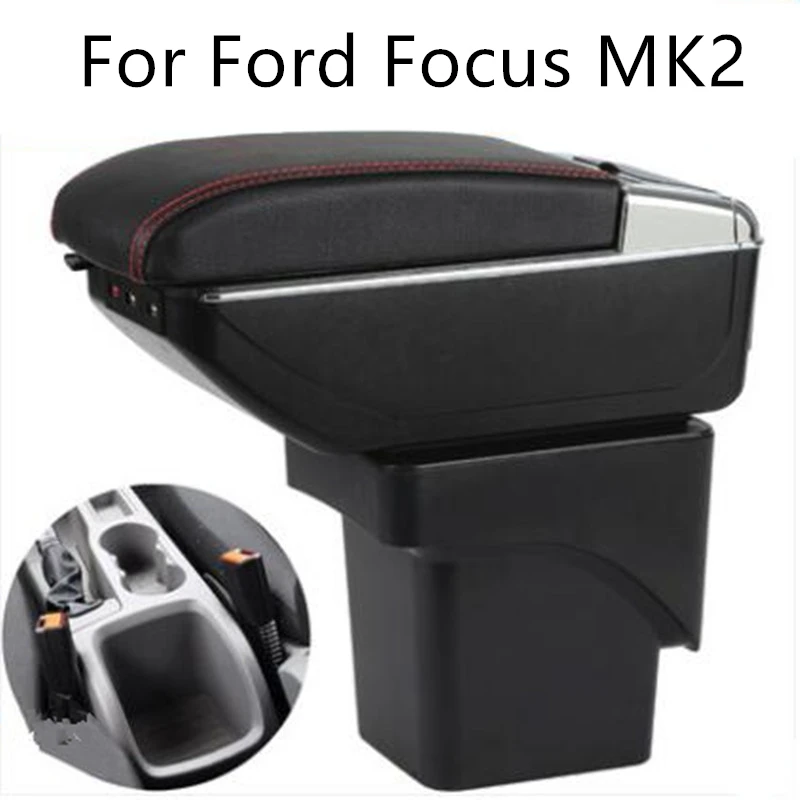 Большой подлокотник для Ford Focus 2 MK2 2005-2011 подлокотник центральной консоли коробка для хранения кожаные Поддержка 2006 2007 2008 2009 2010