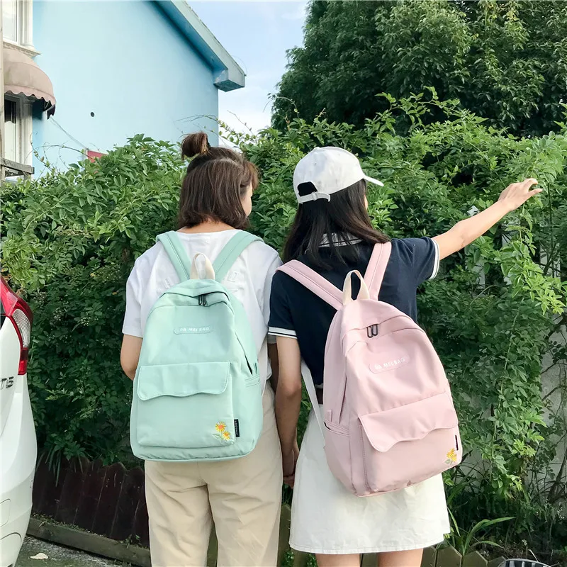 Женская сумка, рюкзак для путешествий, Harajuku, вышивка подсолнухом, школьный рюкзак, студенческий, для колледжа, сумка для отдыха, Kawaii, рюкзак с буквами