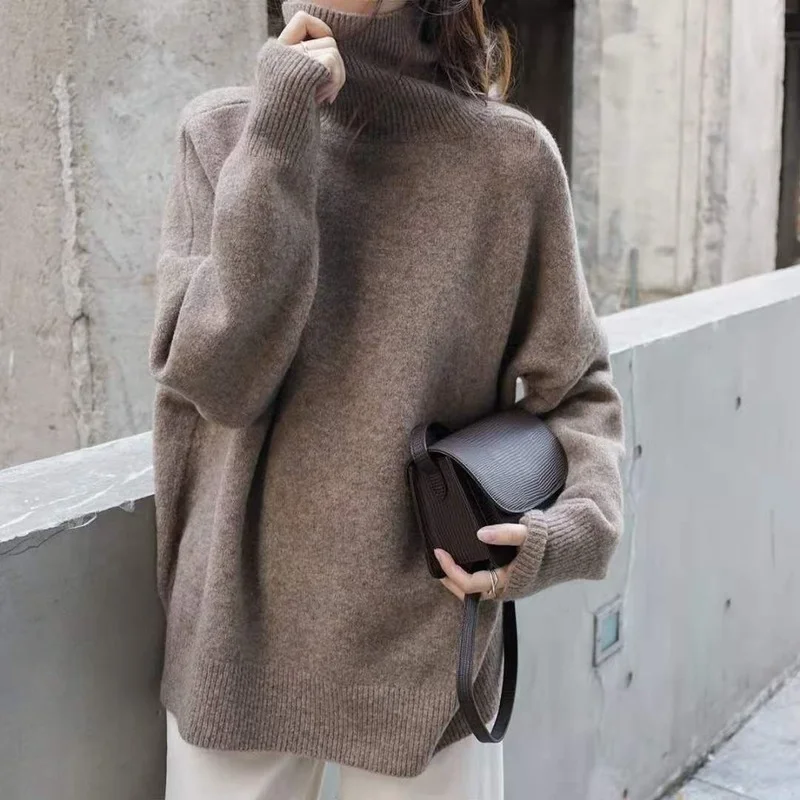

Turtle Neck Cashmere Sweater Winter Clothes Women Korean Style Y2k Loose Warm Knitted Pullover Outwear Female Jumpers Sweaters