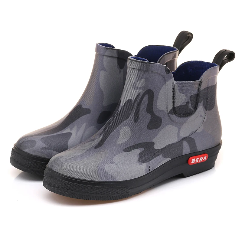 Короткие резиновые сапоги Челси ПВХ мужские камуфляжные галоши мягкая подошва