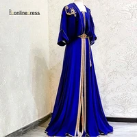 bbonlinedress moroccan kaftan evening dresses 2022 royal blue algerian outfit beading women party wear formal gowns caftan dress