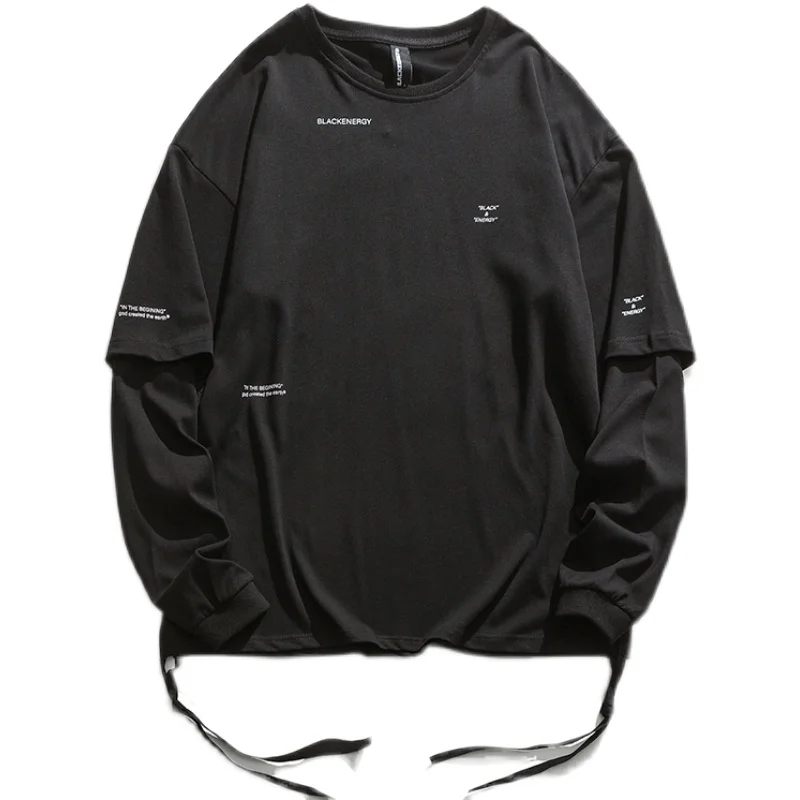 

11 BYBB'S DARK Men Fake Two Pieces Sweatshirt Streetwear 2021 Fashion Harajuku Solid Color Pullover Loose Tops Hoodies WB093