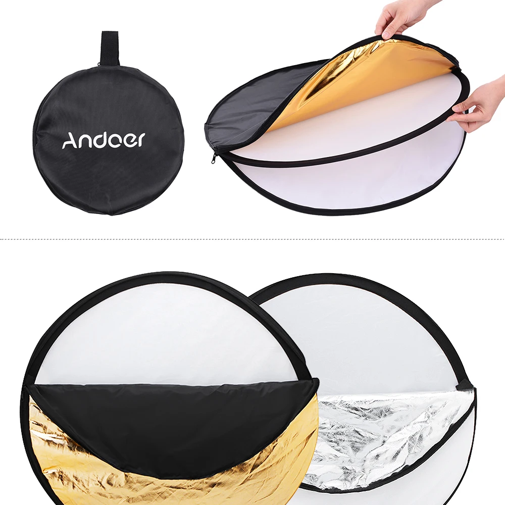 Andoer 24 &quot60 см диск 5 в 1 (золото серебро белый черный полупрозрачный) Портативный