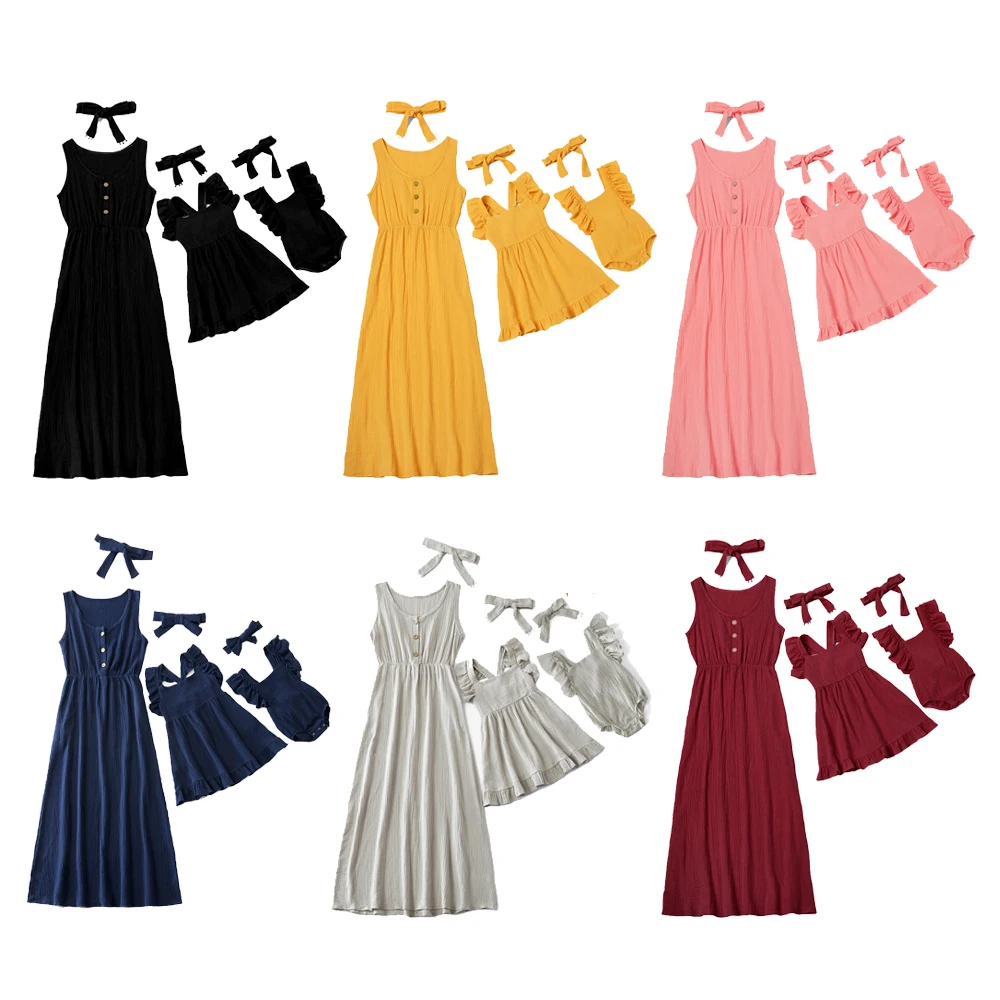 

New Mother Daughter Dresses Outfits Sleeveless Dress Mom And Daughter Dress Girls Mother And Me Dress Matching Family Clothes