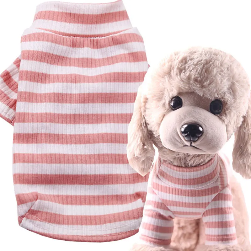 Comfortable Stripe Clothes Durable Pet cloth Cotton Blend Bottoming Shirt Dog Cat Wild Stretch Fleece | Дом и сад