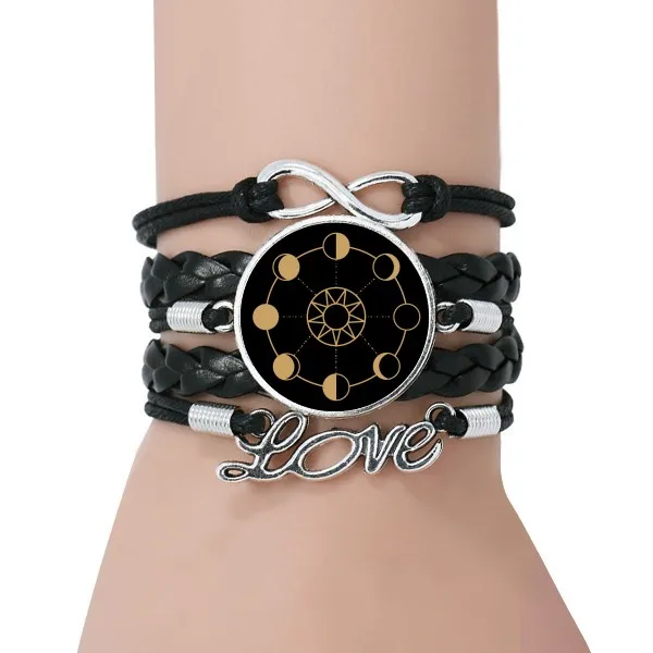 Плетеный кожаный браслет с принтом Солнца и Луны Totem | Украшения аксессуары