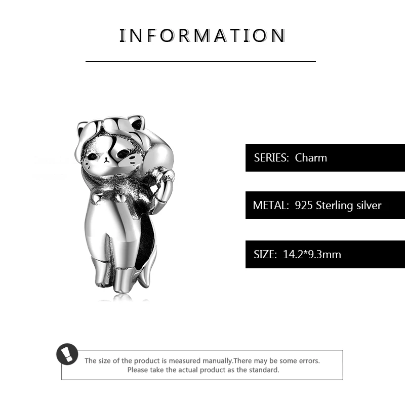 Creative sculpture series Cute cat holding a jar 925 Silver Metal Beads Charms for Jewelry Making fits Original DIY Bracelets | Украшения и