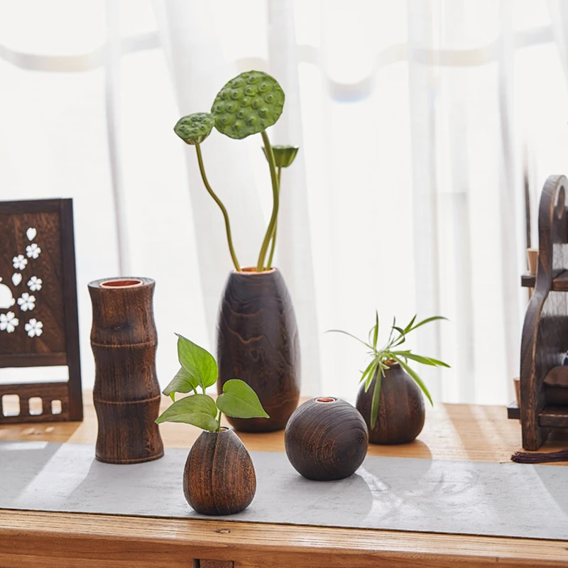 Деревянная ваза для цветов ручная работа антикварная настольная в качестве