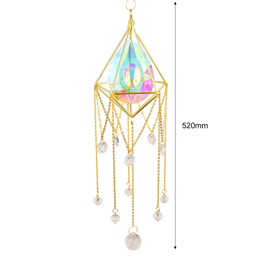

Crystal Sunshade Pipa Prism Hanging Rainbow Metal Pendant Pendant Home Garden Car Decoration Curtain Pendant Wedding Decoration