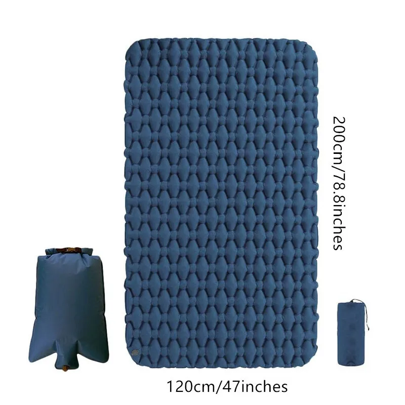 Navy blue Двойной портативный коврик для отдыха на природе надувной матрас Сверхлегкий надувная кровать палатка спальный коврик для кемпинга влагостойкий коврик для кемпинга - Цвет: Navy blue