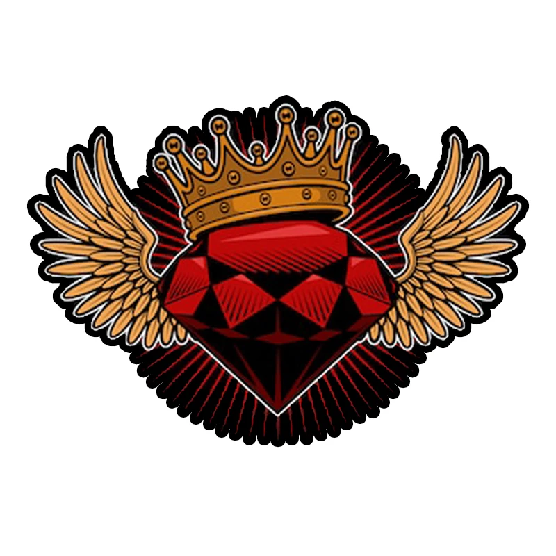 

Diamond wings crown tattoo retro vintage sticker decal