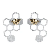 coeufuedy 925 sterling silver earrings for women party gift stud earring honeycomb creativity fine jewelry
