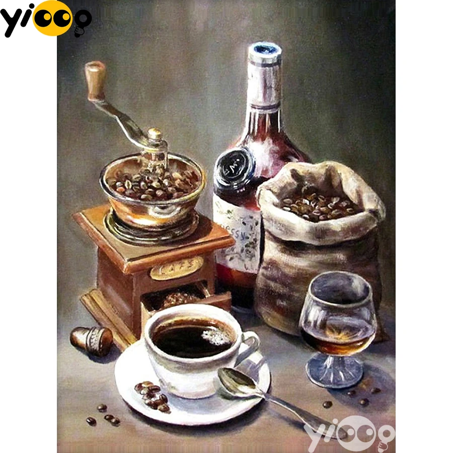 

Full Square/Round Drill Diamond Painting Cross Stitch Embroidery Cock the Coffee Rhinestone Mosaic Home Decor Gift AX2314