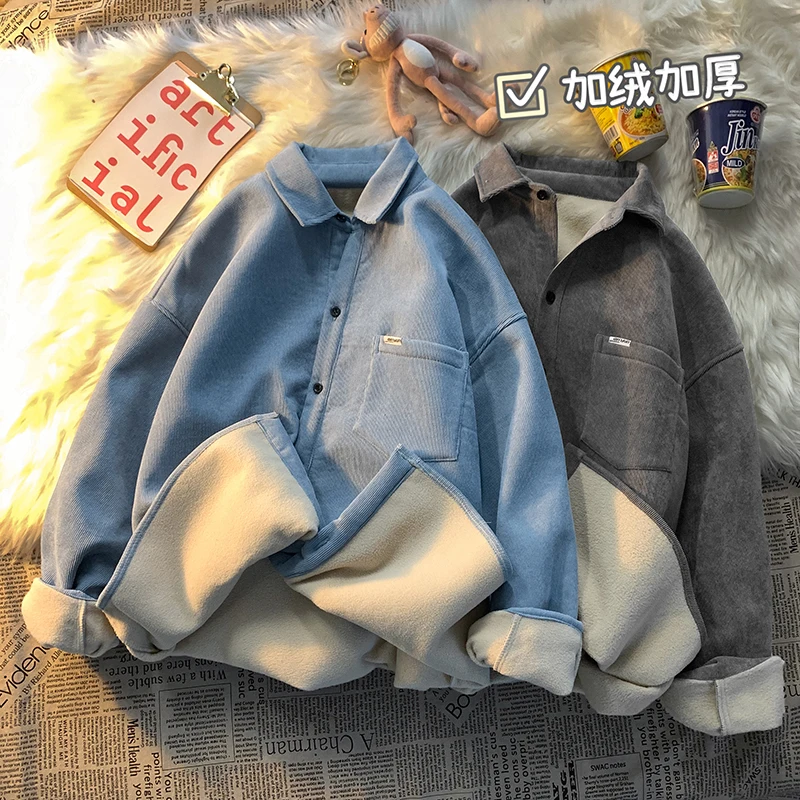 Korean 6 Colors Man Long Sleeve Blouse 2023 Autumn Winter Male Casual Shirt Tops Streetwear