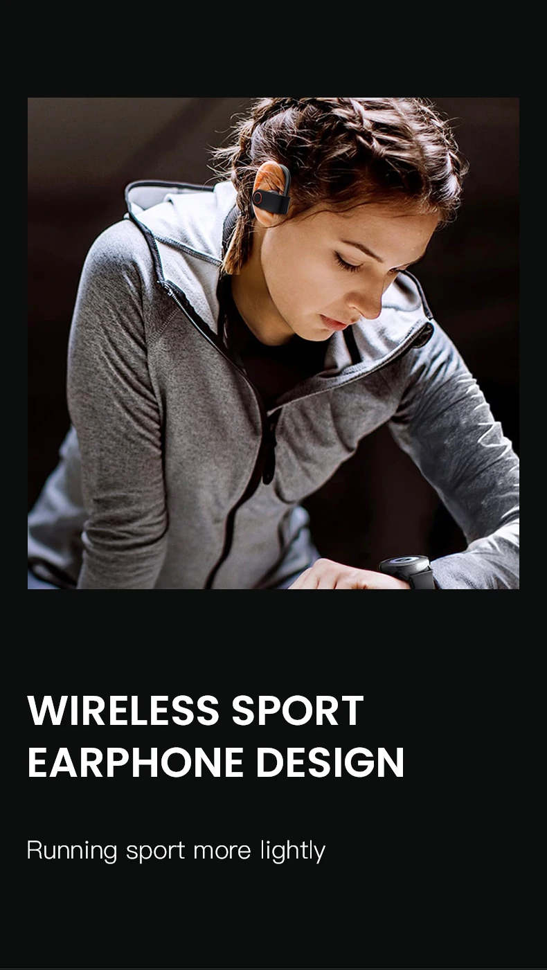 Беспроводные спортивные наушники TWS Bluetooth 5,0 наушники с ушным крюком для бега с шумоподавлением стерео наушники с микрофоном IPX4 водонепроницаемые