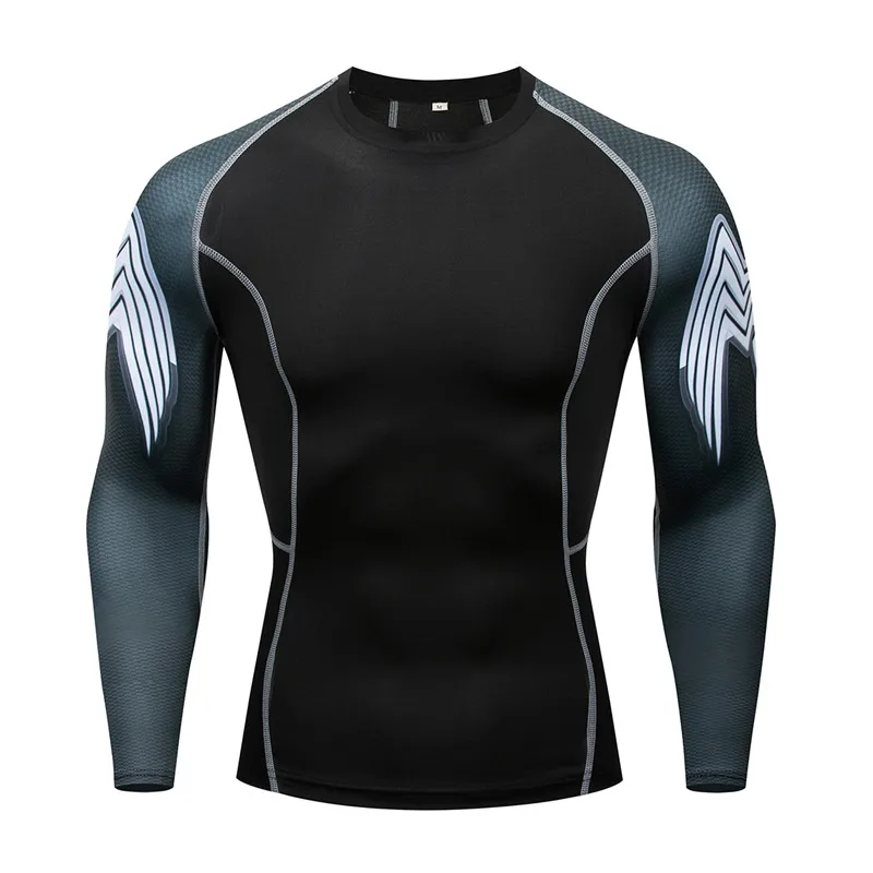 Мужская спортивная компрессионная рубашка с длинным рукавом базовая одежда для