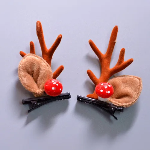 Новый милый рога оленя для волос Зажимы Рождество год красный головной убор Moose