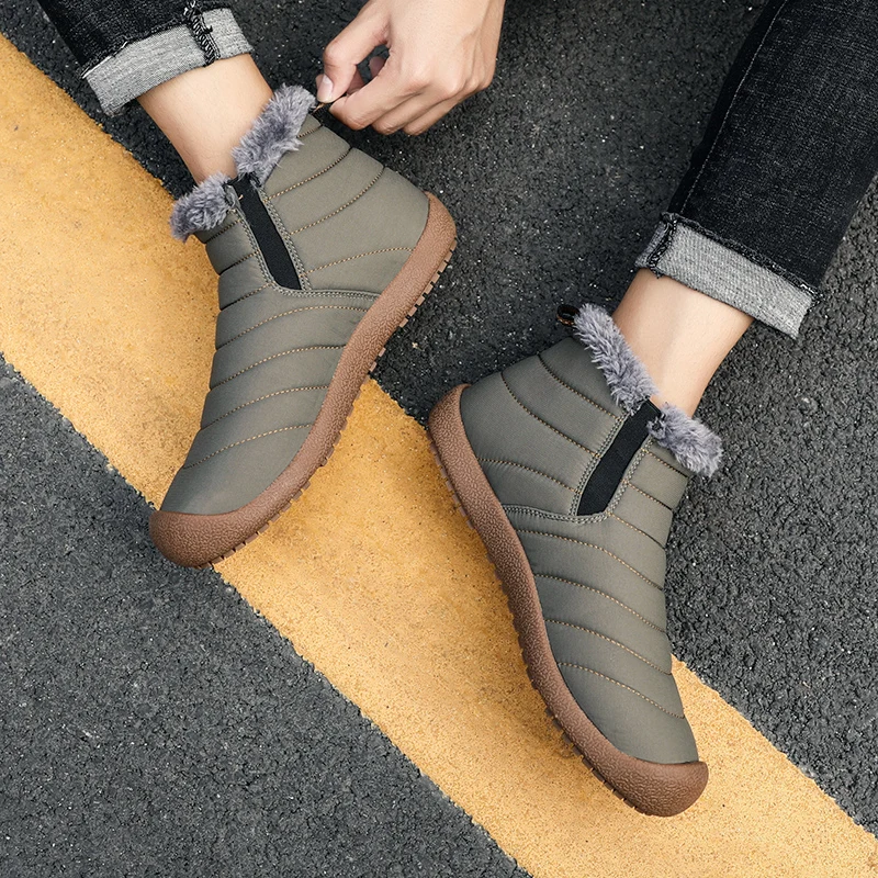Мужские зимние ботинки на меху Теплая мужская модная обувь Повседневная