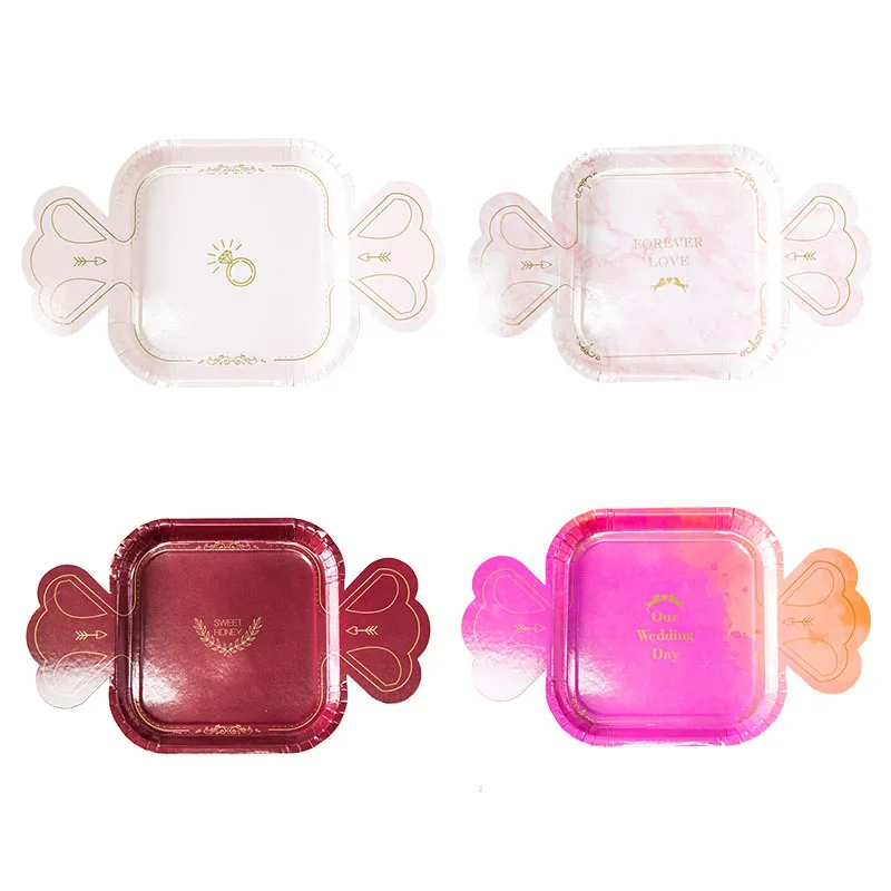 Одноразовая посуда в форме конфет для свадебной вечеринки бумажные тарелки