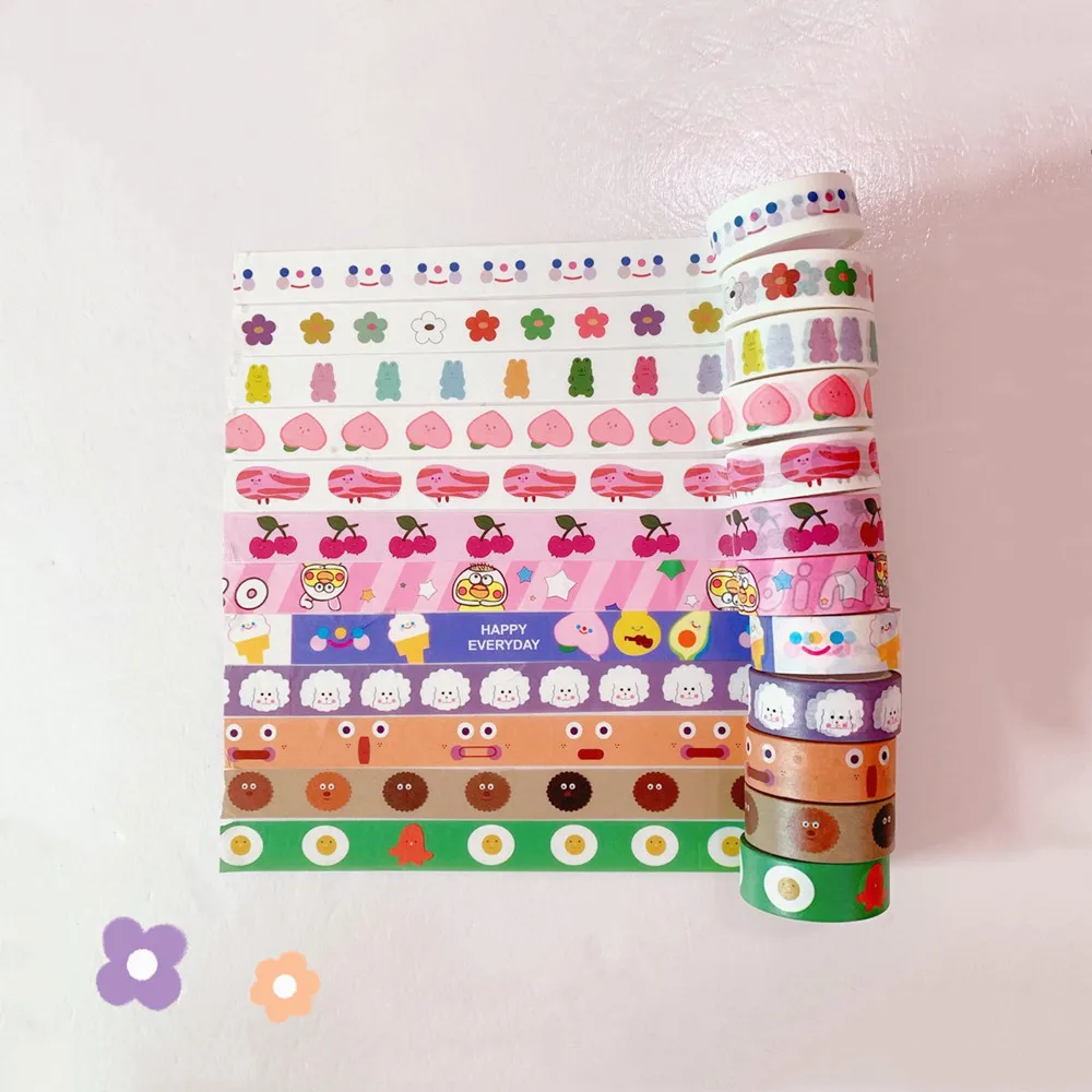 

Sharkbang Kawaii 15mm*5m Korean Flower Smile Scrapbook Bullet Washi Masking Adhesive Tape Decorative Paper Sticker Stationery